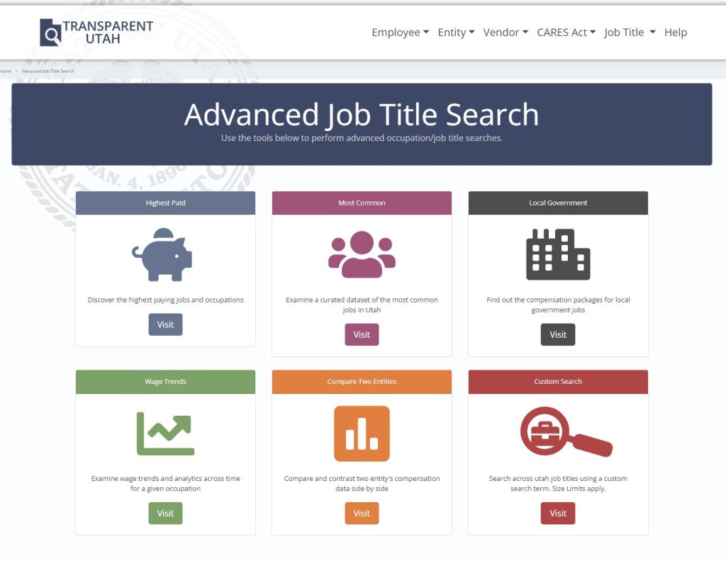 Image of Advanced Job Title Search sub-menu